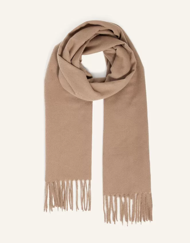 Accessories Plain Tassel Scarf Natural - Image 2