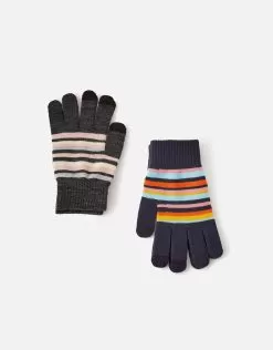 Accessories Stripe Touchscreen Gloves Set Of Two