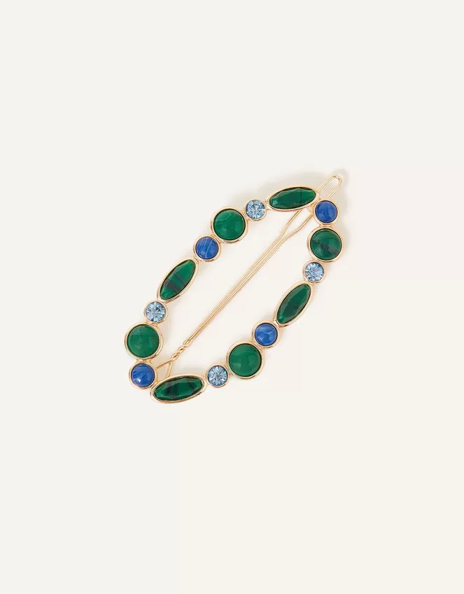 Accessories Mixed Stone Oval Hair Clip