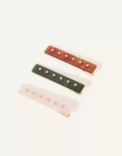 Accessories Stud Resin Salon Clips Set Of Three