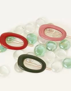 Accessories Oval Hair Clips Set Of Three