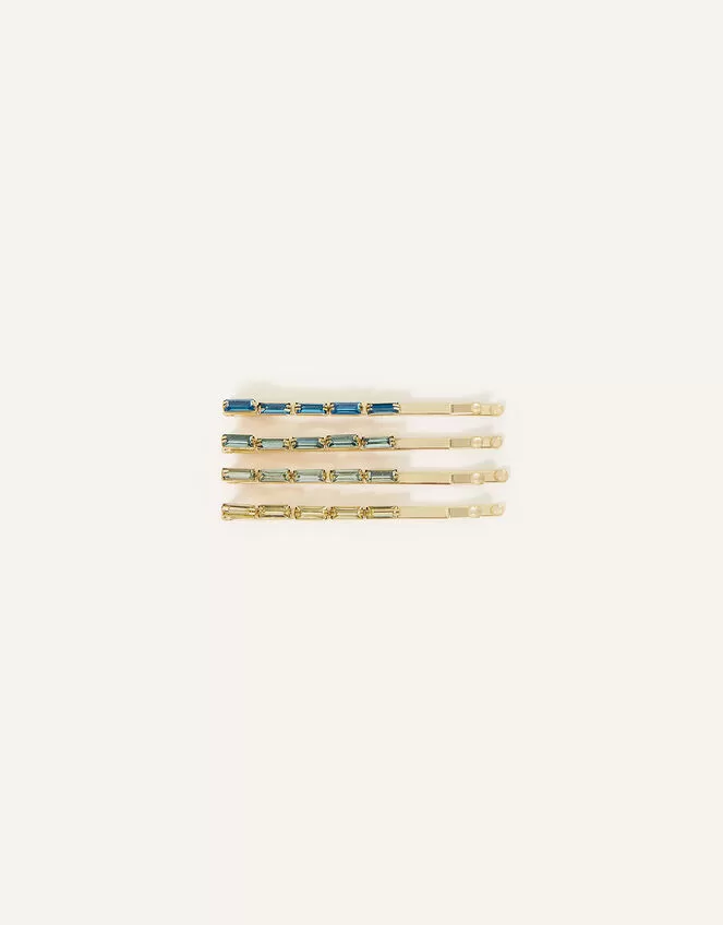Accessories Baguette Stone Hair Slides 4 Pack