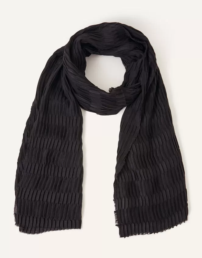 Accessories Textured Pleat Scarf Black