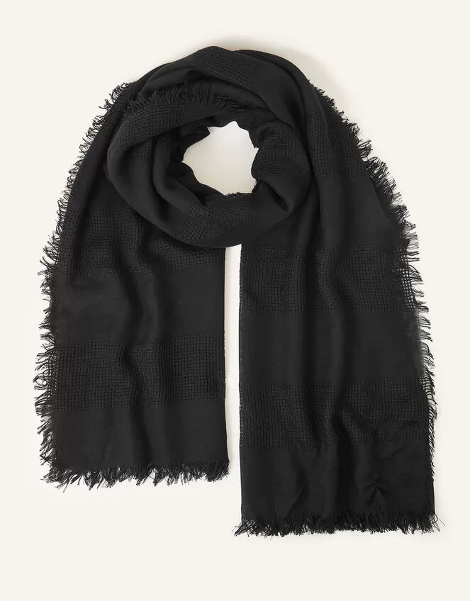 Accessories Waffle Stripe Textured Scarf