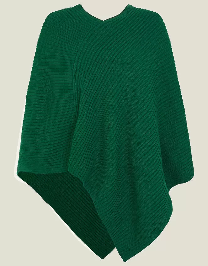 Accessories Ribbed Poncho Green - Image 4