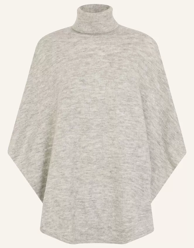 Accessories Cosy Knit Poncho Grey - Image 4