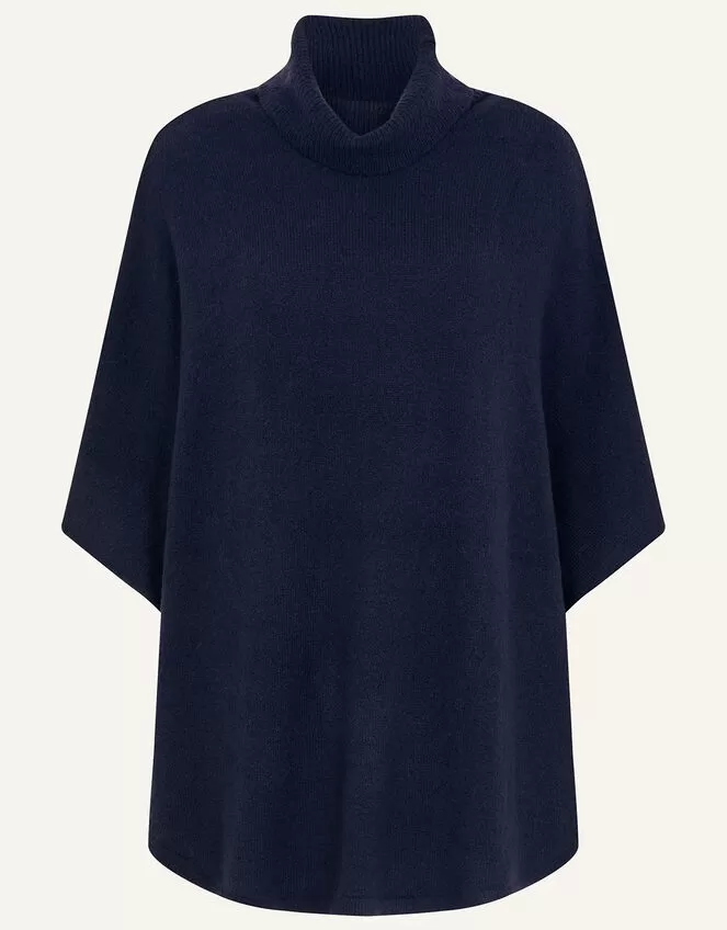 Accessories Cosy Knit Poncho Blue - Image 4