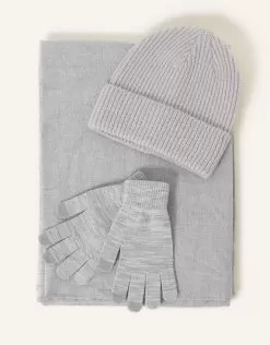 Accessories Super-Soft Hat, Gloves, And Scarf Set Grey