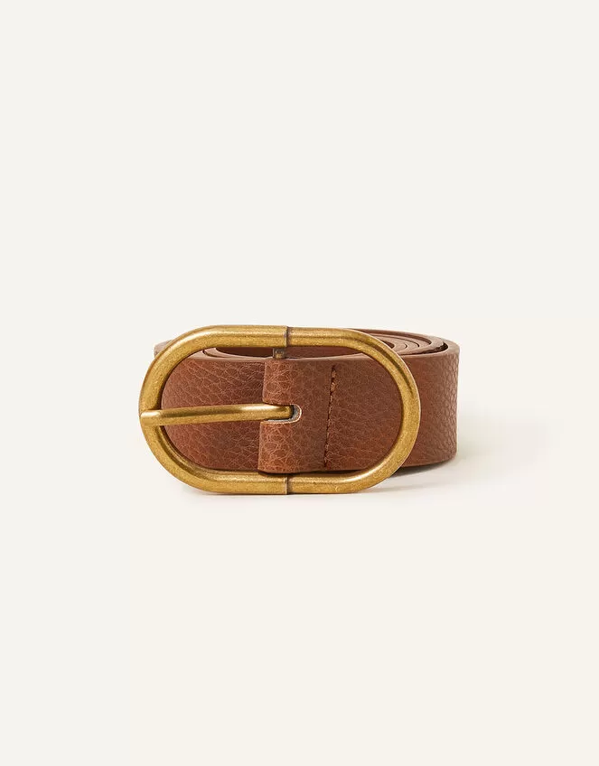 Accessories Antique Effect Buckle Belt Tan
