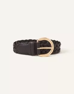 Accessories Leather Plaited Belt Black