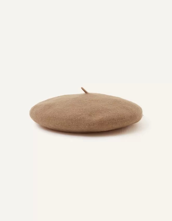 Accessories Beret Hat In Pure Wool Camel
