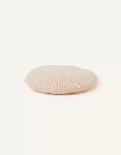 Accessories Ribbed Knit Beret Natural