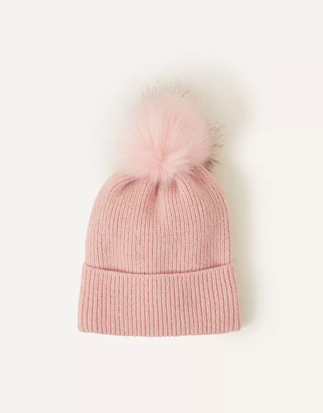 Accessories Knit Pom-Pom Beanie Pink