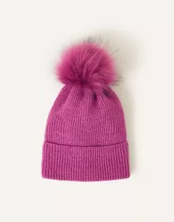 Accessories Knit Pom-Pom Beanie Purple