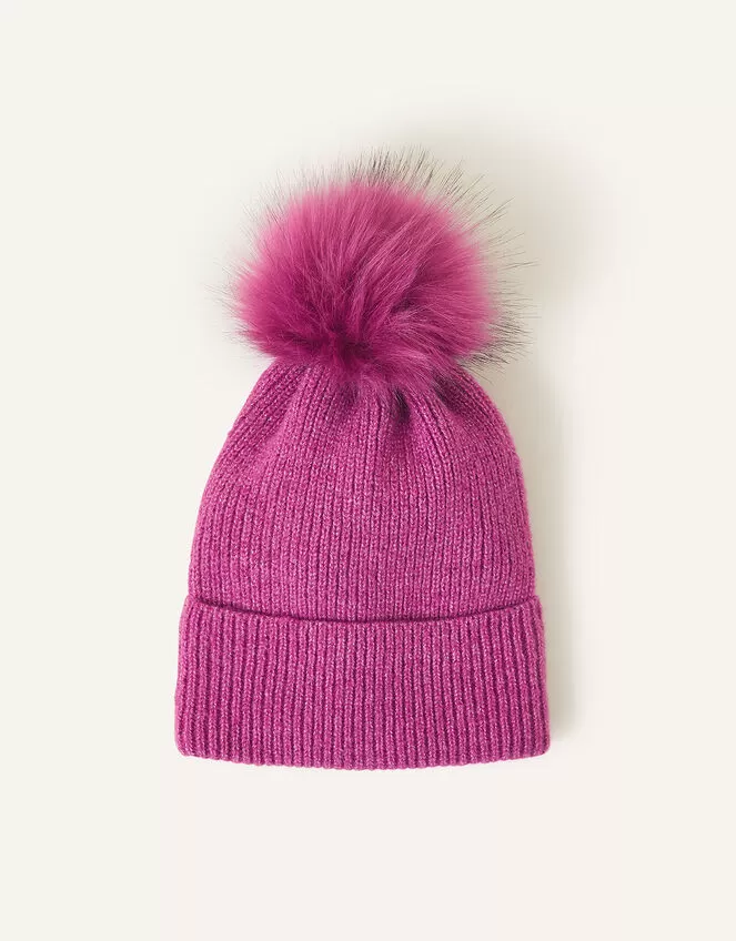 Accessories Knit Pom-Pom Beanie Purple