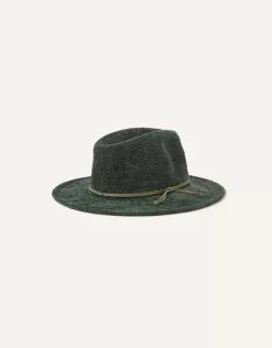 Accessories Chenille Packable Fedora Green