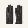 Accessories Faux Fur-Lined Leather Gloves Black