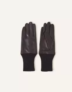Accessories Leather Cuff Gloves Black