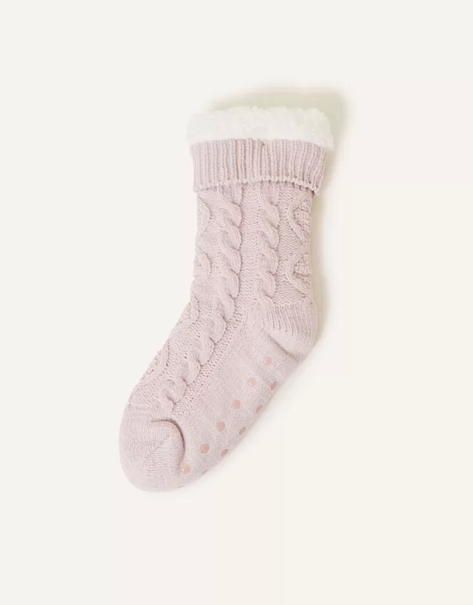 Accessories Cable Slipper Socks Pink