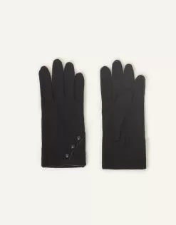 Accessories Button Gloves In Wool Blend Black