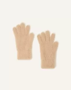 Accessories Super-Stretch Fluffy Knit Gloves Camel