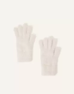 Super-Stretch Fluffy Knit Gloves Natural