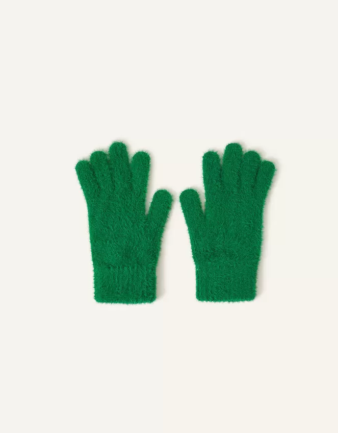 Accessories Super-Stretch Fluffy Knit Gloves Green