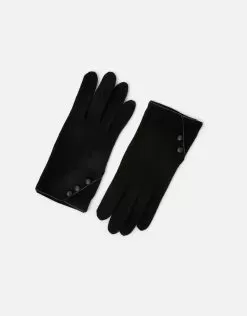 Accessories Button Detail Wool Gloves Black