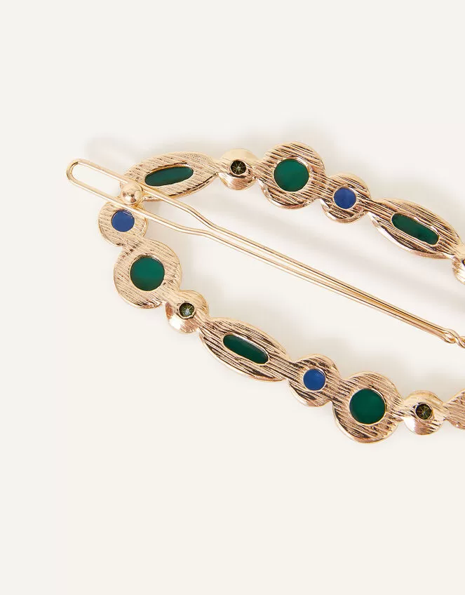 Accessories Mixed Stone Oval Hair Clip - Image 2