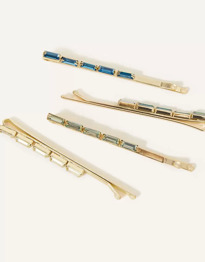 Accessories Baguette Stone Hair Slides 4 Pack - Image 2