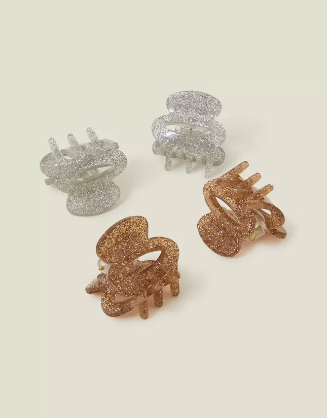 Accessories Mini Oval Glitter Claw Clips 4 Pack - Image 2