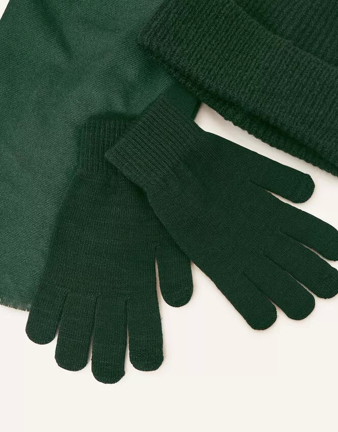 Accessories Super-Soft Hat, Gloves, And Scarf Set Green - Image 2