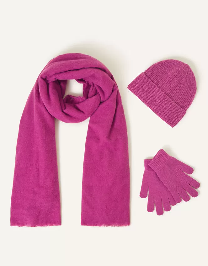 Accessories Super-Soft Hat, Gloves, And Scarf Set Pink