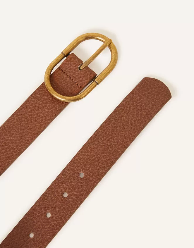 Accessories Antique Effect Buckle Belt Tan - Image 2