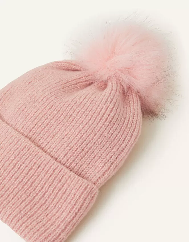 Accessories Knit Pom-Pom Beanie Pink - Image 2