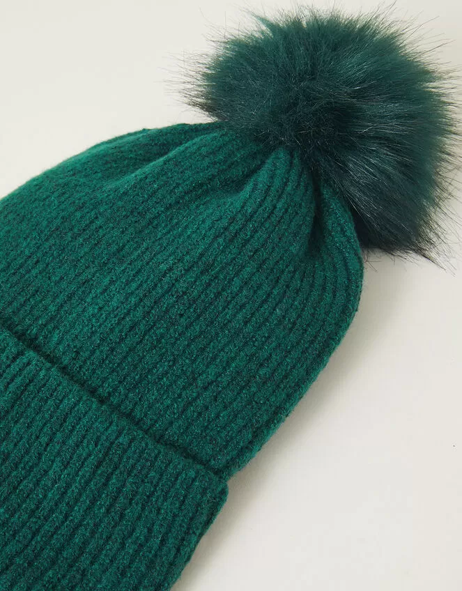 Accessories Knit Pom-Pom Beanie Green - Image 2