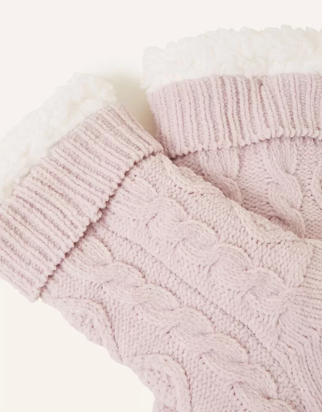 Accessories Cable Slipper Socks Pink - Image 2