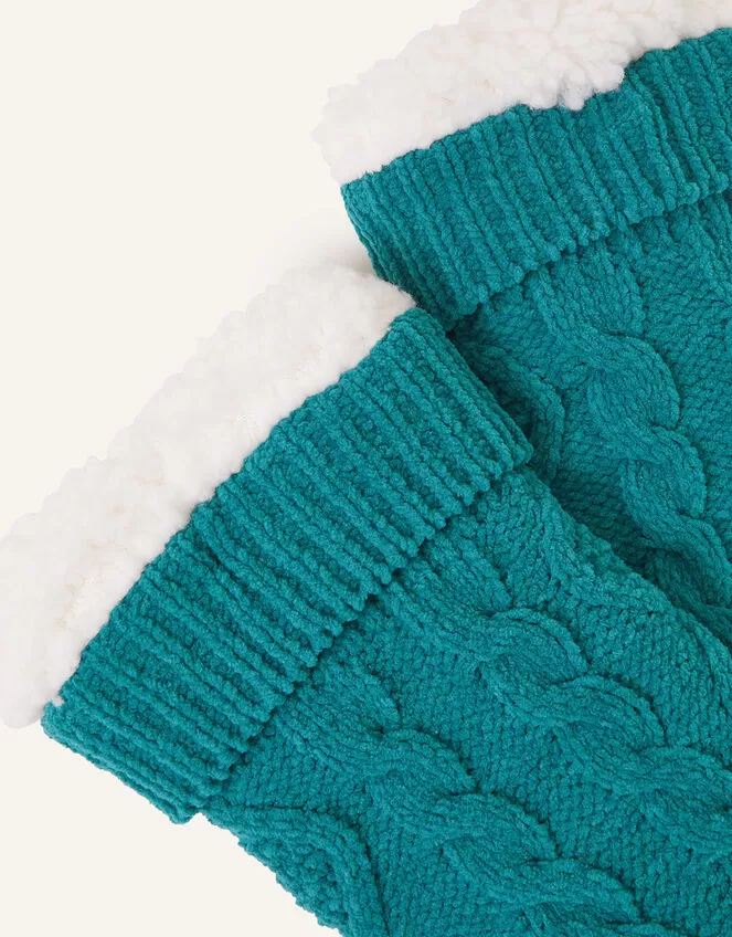 Accessories Cable Slipper Socks Teal - Image 2