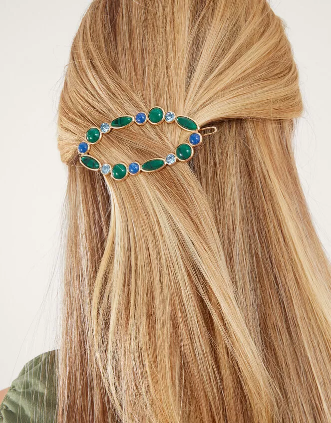 Accessories Mixed Stone Oval Hair Clip - Image 3