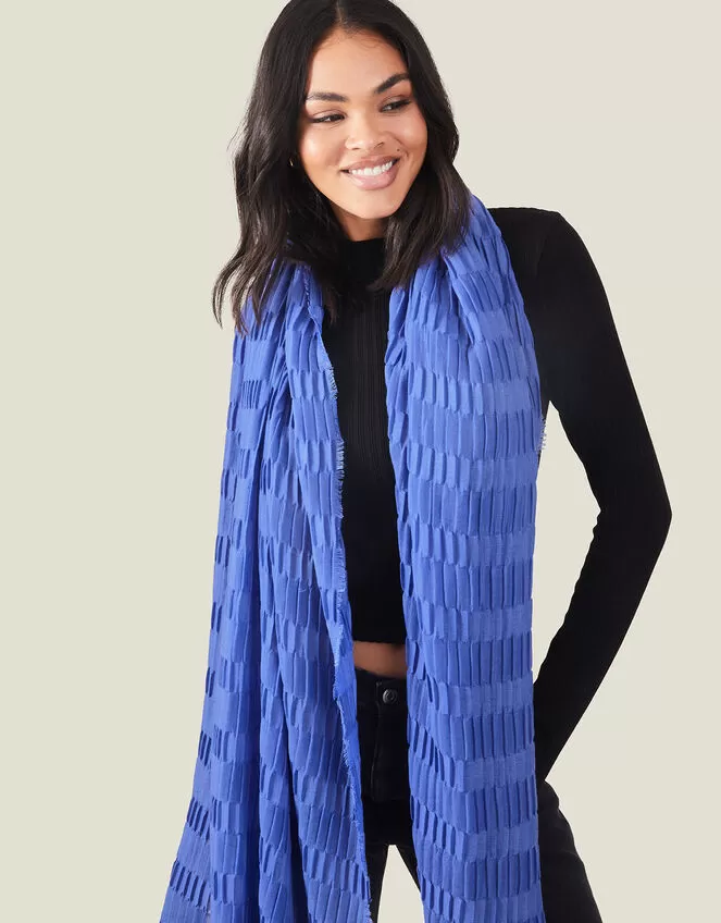 Accessories Textured Pleat Scarf Blue - Image 3