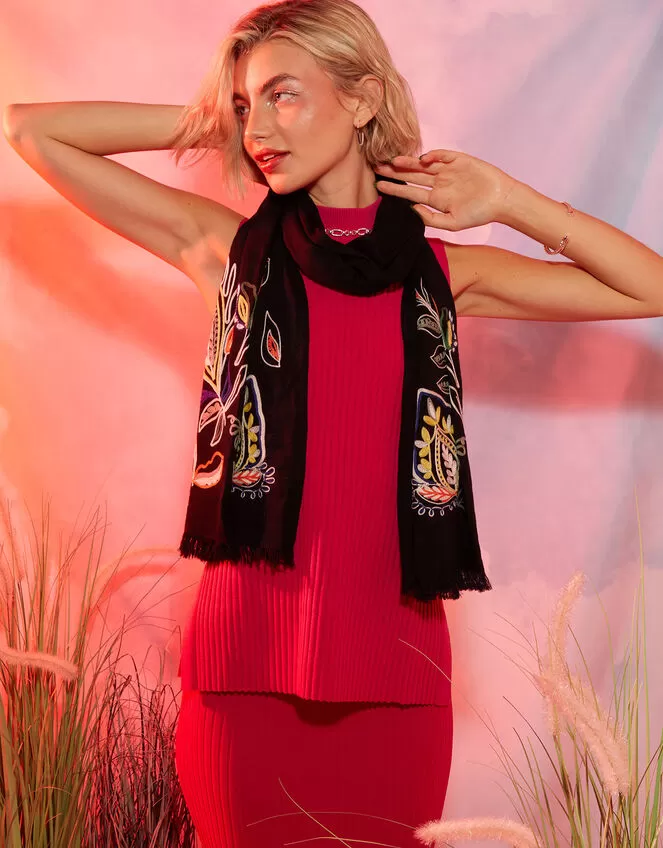 Accessories Floral Embroidered Blanket Scarf - Image 4