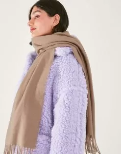 Accessories Plain Tassel Scarf Natural