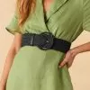 Accessories Large Buckle Weave Belt Black