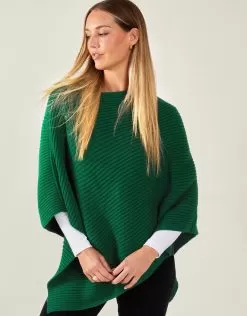 Accessories Ribbed Poncho Green