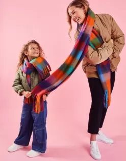 Accessories Bright Check Super Fluffy Blanket Scarf