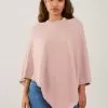 Accessories Knit Poncho Pink