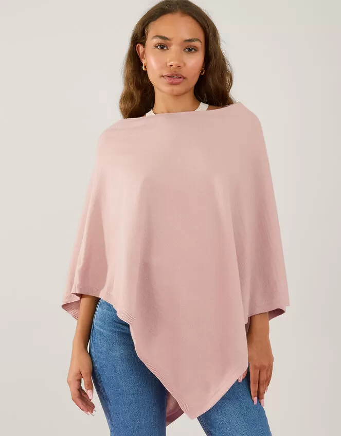 Accessories Knit Poncho Pink