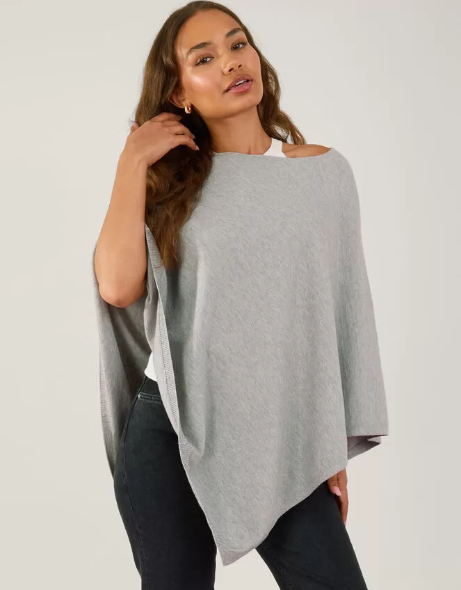 Accessories Knit Poncho Grey