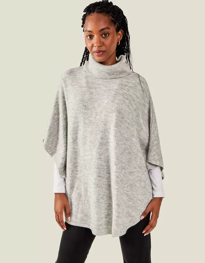 Accessories Cosy Knit Poncho Grey