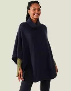 Accessories Cosy Knit Poncho Blue